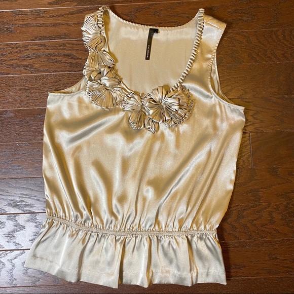 kay celine Tops - Kay Celine Satin Poly Sleeveless Tank Top Taupe Lg